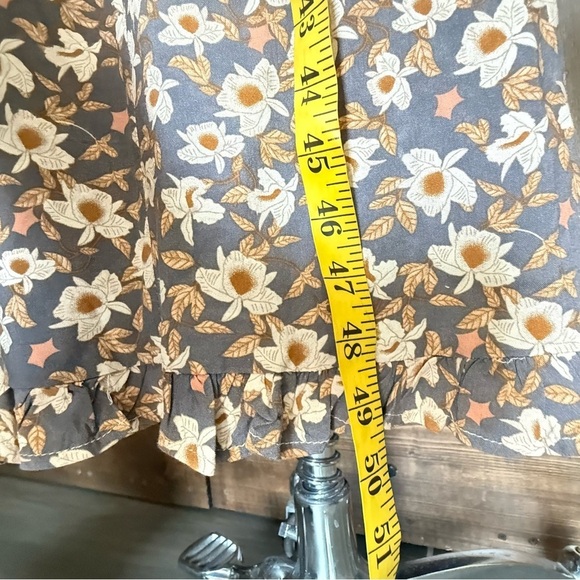 Bohme Brown Floral Praire Puff Sleeve Boho Midi Dress Size M - Picture 11 of 13